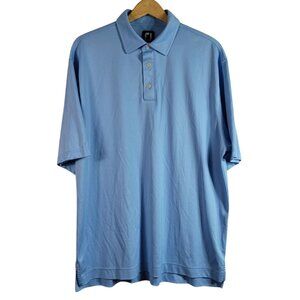 Footjoy FJ Polo Golf Shirt Blue XL Short Sleeve 3 Buttons Collar Embroider Logo
